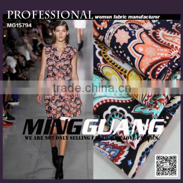 Wholesale plain 100% Rayon printed fabric for lady dress