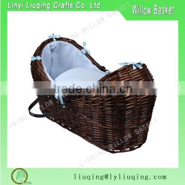dark brown wicker double hood pod baby moses basket                        
                                                Quality Choice