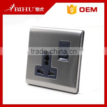 OEM high quality BIHU wall switch stainless steel 13a socket with neon