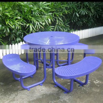 Durable & antirust finished outdoor metal table with bench/table & bench