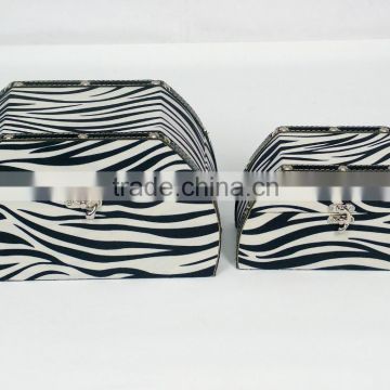 Retro Zebra texture trapezoid jewelry box portable