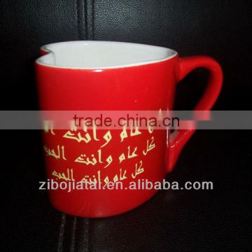 Red Glazed Heart Shape Mug with Decal Printing