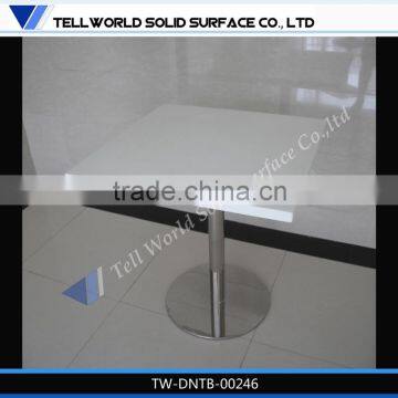 Artificial marble top modern restaurant high glossy white acrylic dining table