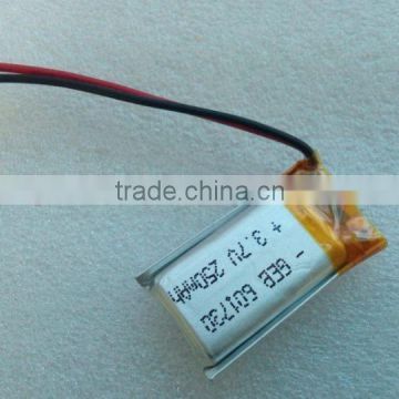 GEB601730 3.7v 250mah lipo rechargeable Lithium Ion Polymer battery