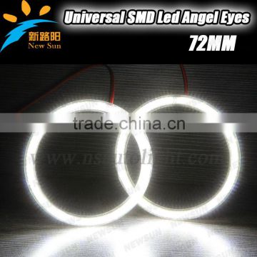 72MM full circle led angel eyes car head lights for cars 9-16V DC 7000K white ultra bright 3014SMD led angel eyes