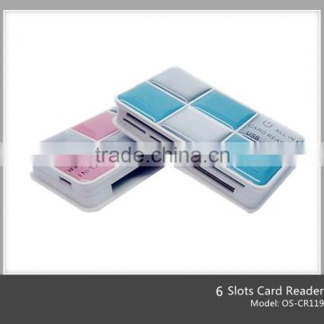 cheap wholesale hot selling makeup box many colors card reader 6 slots card reader(OS-CR119)