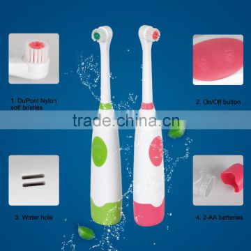 Pink color waterproof IPX6 electrical toothbrush prices with 2-AA batteries