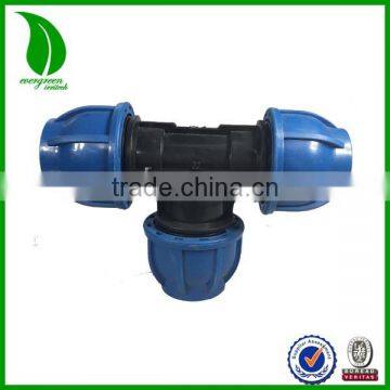 italy technology PP compression fitting Equal Tee for PE pipe