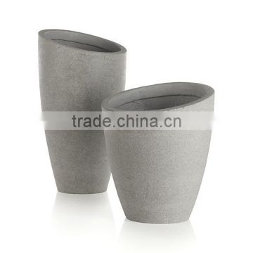 Tall Round polystone, fiberstone planter with durable and lightweight pots