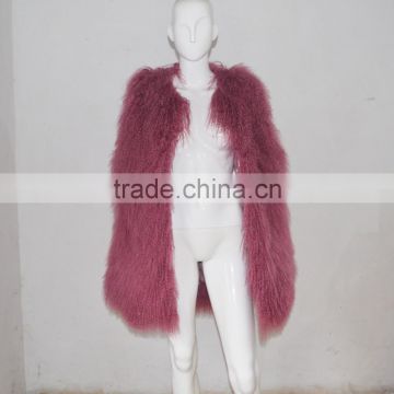 SJ036-02 2017 new fashion long Real fur vest for girl or women