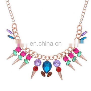 Fashion colorful bead rivet necklace Fashion jewellry silver/chain jewellry necklace