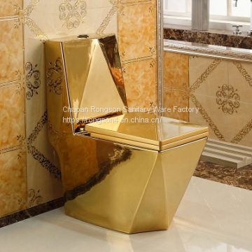 Bathroom One Piece Sanitary Wares WC Full Plating Gold Color Toilet​