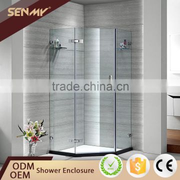 framless free standing curved glass shower enclosure