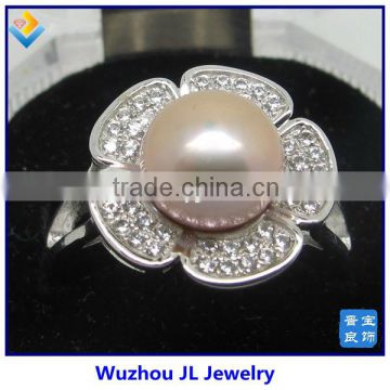 Elegance Pearl Flower 925 Sterling Silver Ring Jewelry For Fashion Party