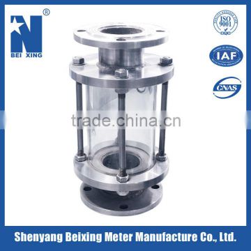Pipe water/gas flow meter sight glass with flange connection