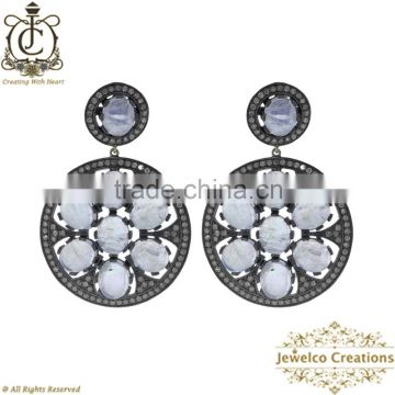 Designer Ranibow Gemstone Earrings, Diamond Silver Jewelry, Victorian Gemstone Jewelry, Silver Earrings Jewelry Manufacturer