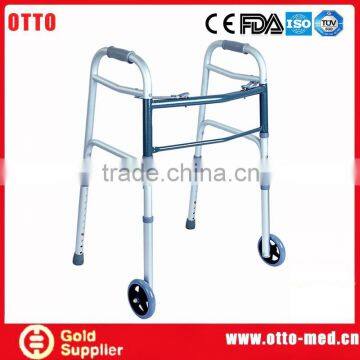 Folding elderly walker