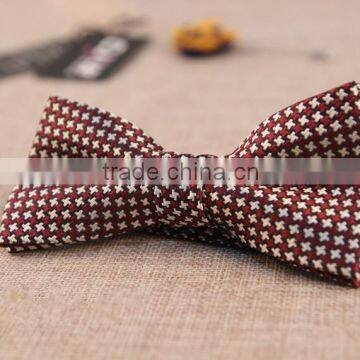 Cotton Blend Grid Stripe Houndstooth Bow Tie