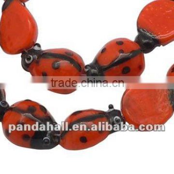 Handmade Llampwork Glass Beads, Beetle, Animal Lampwork Bead, 15x21x9mm, hole: 1.5mm(LAMP-Q007-2)