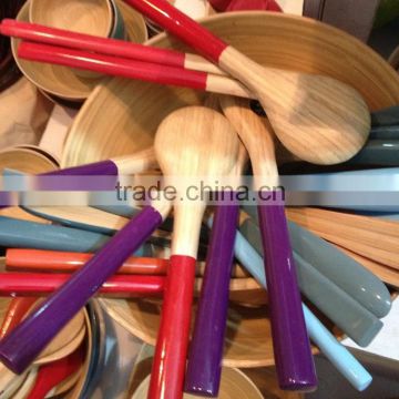bamboo spoon, bamboo fork, coiled bamboo spoon, coiled bamboo fork