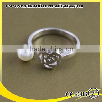 jewellery fashion rose flower perfect small pearl silver pearl rings