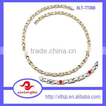 Custom length gold chain necklace designs with energy magnetic element