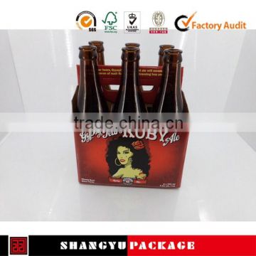 Factory wholesales custom logo 6 bottle wine cardboard bottle carrier