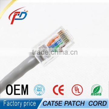 8 number of conductor Cat5e network patch cord rg45 plug patch cable