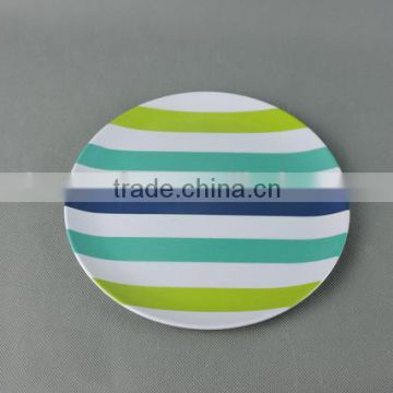 Stripe logo printed melamine dinner plate