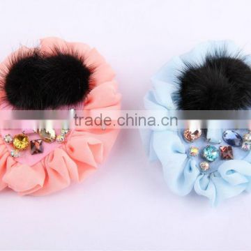 Mink fur flower hair ornament, hairclip,