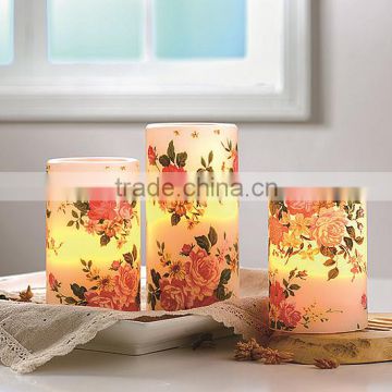 S/3 Flameless LED Spring Decorative Candles Rose Decorative Candles