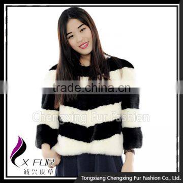 CX-G-A-261A Wholesale Stylish Cheap Winter Wear Round Neckline Real Mink Fur Coat Women