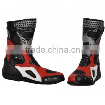 TOP BRAND RED LEATHER MOTORCYCLE BOOT