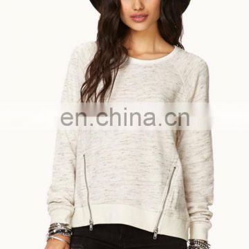 Begie Color With Two Zippers at Front China Garment Loose Jumper