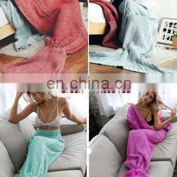 Mermaid Blanket Yarn Knitted Mermaid Tail Blanket Handmade Crochet Soft Home Sofa Sleeping Bag Adults Sleeping Cute Blanket