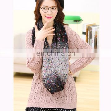 circular scarf knitting pattern with 28*60cm 2017 new design woman colorized loop scarf
