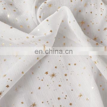 Wholesale polyester high quality Crinkled/Creped/Wrinkled bronzing chiffon printed fabric for dress