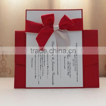 Simple Design Middle East Wedding Invitation Cards with ribbon