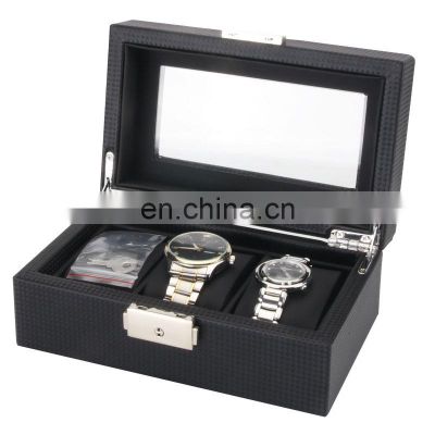3 Girds Carbon Fiber Luxury Watch Case Holder Organizer Storage Box for Rings Bracelet Display Holder Case