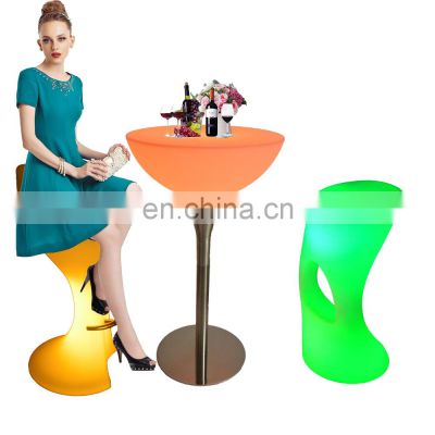 LED plastic chairs /outdoor IP65 led furniture commercial table event party wedding light up plastic high chair for bar table