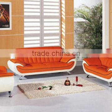 italian sofa furniture 2013, 1st layer yellow cattle leather classic 1+2+3 sofa set, function sofa 602-25