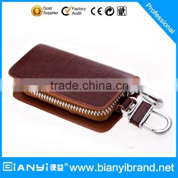 Fashion Handmade Leather Car Keychain Key Holder Bag Wallet Cover/Key Hook Zipper Case with Card Holder