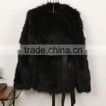 New fashion black high quality sex fox fur coat woman