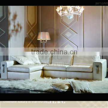 JS17-31+32 The best selling Tassels white leather sofa, 3 seats LOUNGE with oxhide leather from china supplier-JL&C Furniture