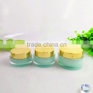 Plated ABS cap and plastic round cosmetic jars