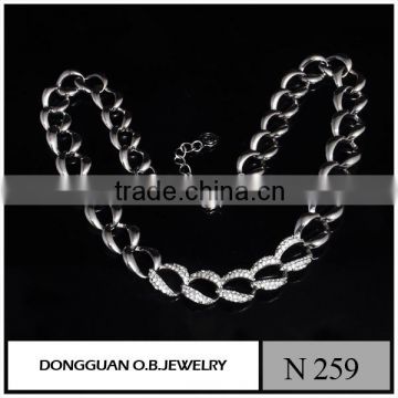 Fashion lusted pave crystal rhinstones chain link necklace