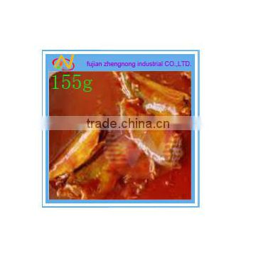 frozen chinese brand155 grams canned sardine in tomato sauce(ZNST0009)