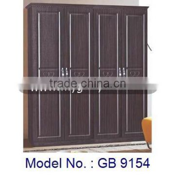 MDF Wardrobe Cabinet, 4 Doors Black Wardrobe Closet, Modern Bedroom Furniture