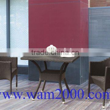 3 pcs garden pe rattan dining table and chairs