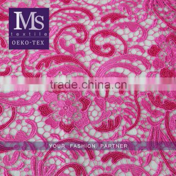 Newest design peach water soluble african lace embroidery fabric for garment